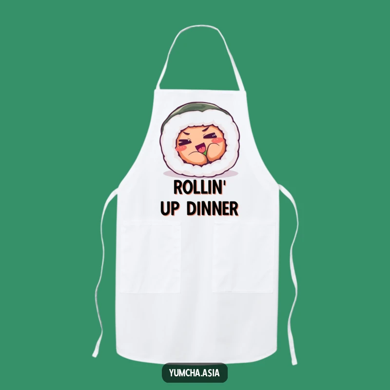 Funny Sushi Roll Apron - Playful Exertion Kitchen Fun, Humorous Gift
