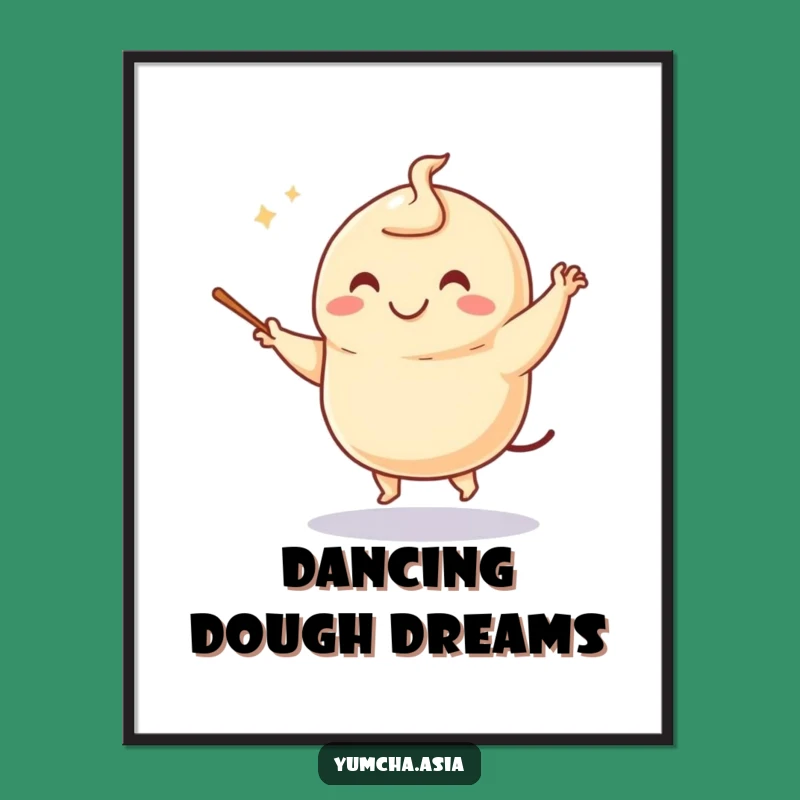 Funny Dancing Dumpling Digital Art: Instant Joyful Decor for Food Lovers