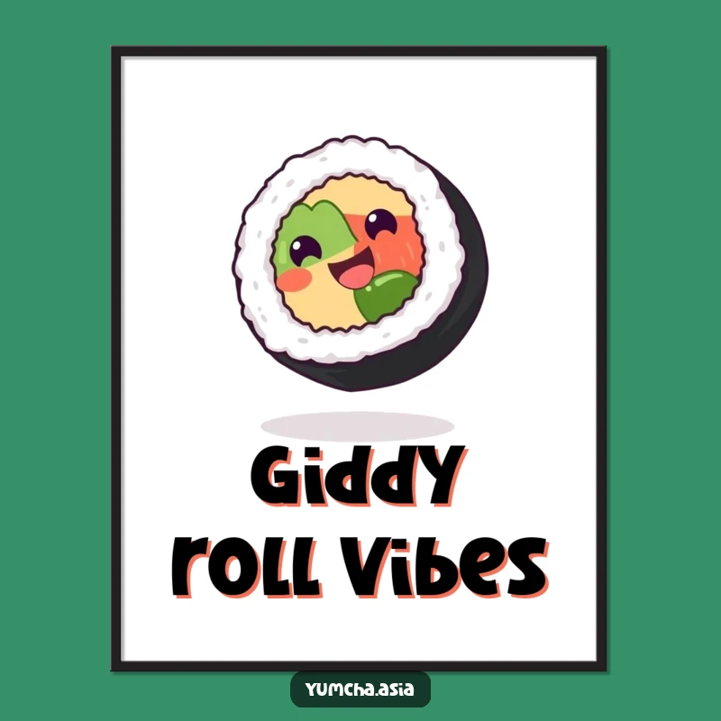 Funny Sushi Roll Digital Art: Instant Joyful Decor for Food Lovers