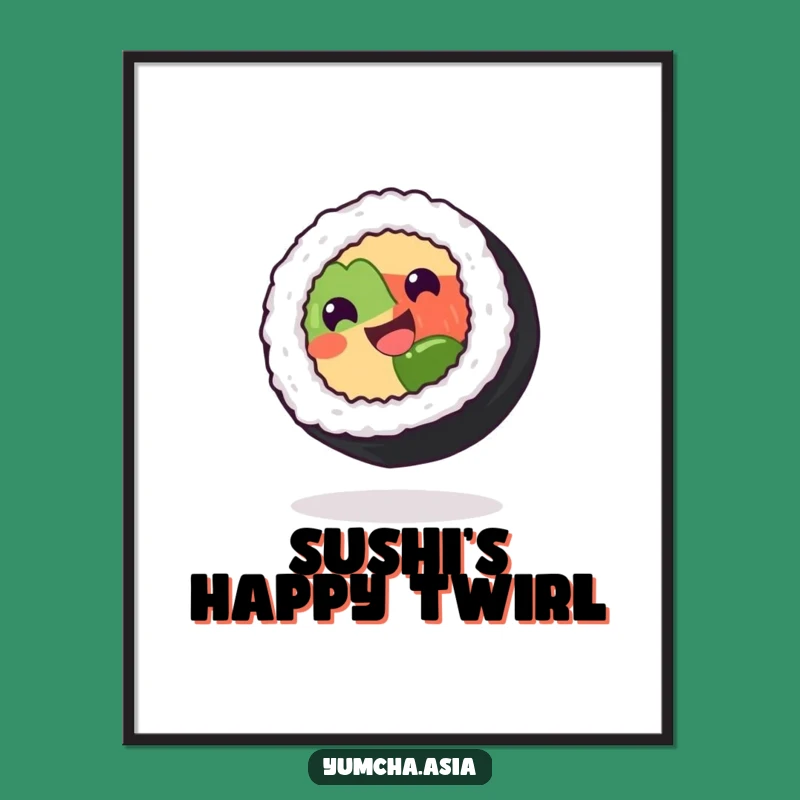 Funny Sushi Roll Poster: Whimsical Wall Art for a Playful Kitchen