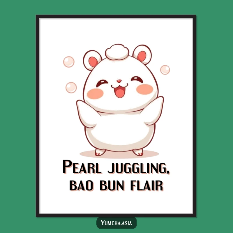 Free Printable Bao Bun Juggling Wall Art - Funny Foodie Downloadable Decor