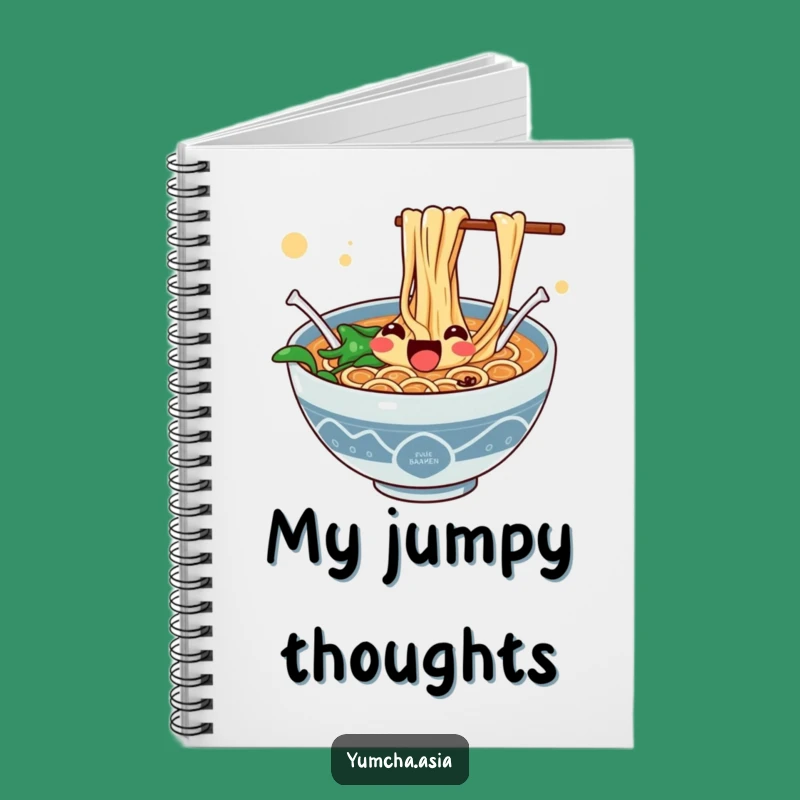 Funny Ramen Notebook - Enthusiastic Jumping Noodles, Joyful Gift