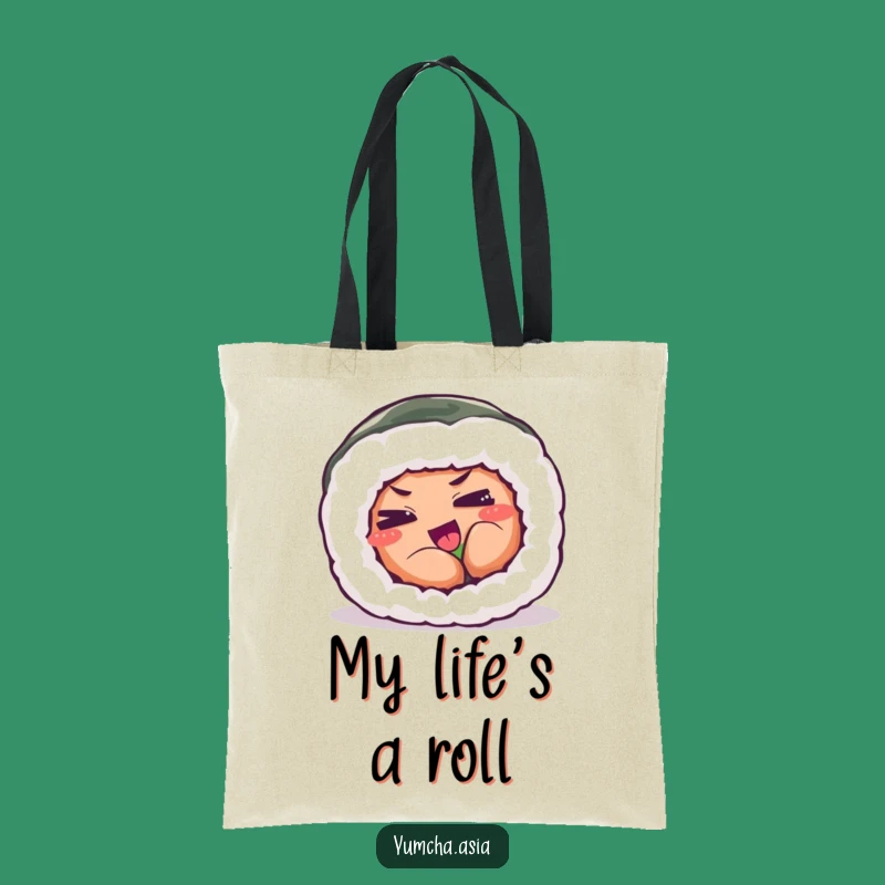 Funny Sushi Roll Tote Bag - Playful Exertion Style, Humorous Gift Bag